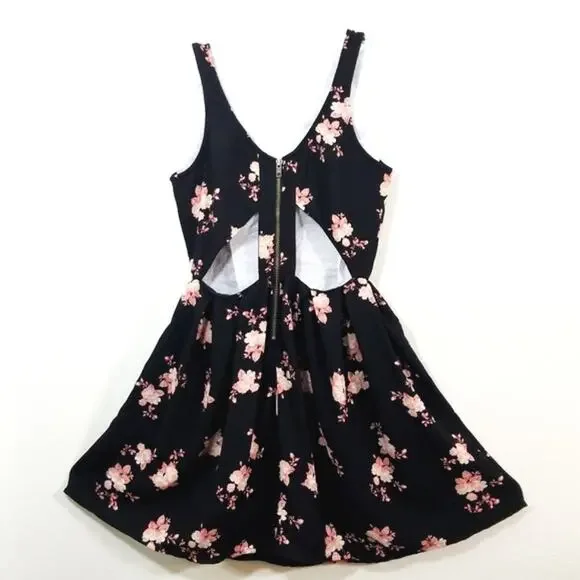 Empyre Floral cutout zipper detailing mini dress S - Picture 2 of 9